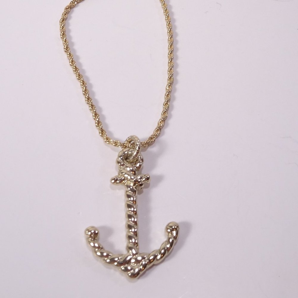 Banana Republic Roots of BR Gold Ribbon Rope Anchor Pendant Necklace NWT 88 - Picture 11 of 15